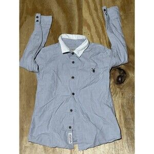 all saints button up shirt Blue Kids 8 Collar Long Sleeve @h7
